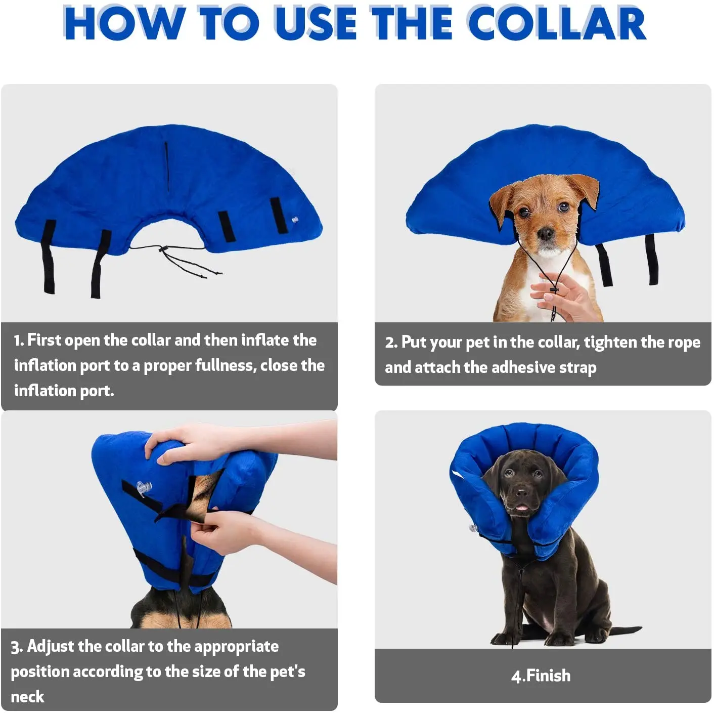 

Inflatable Recovery Collar for Dogs Cats Pets [Upgraded Version], Adjustable Soft Collar to Prevent Pet Licking Touching Wounds