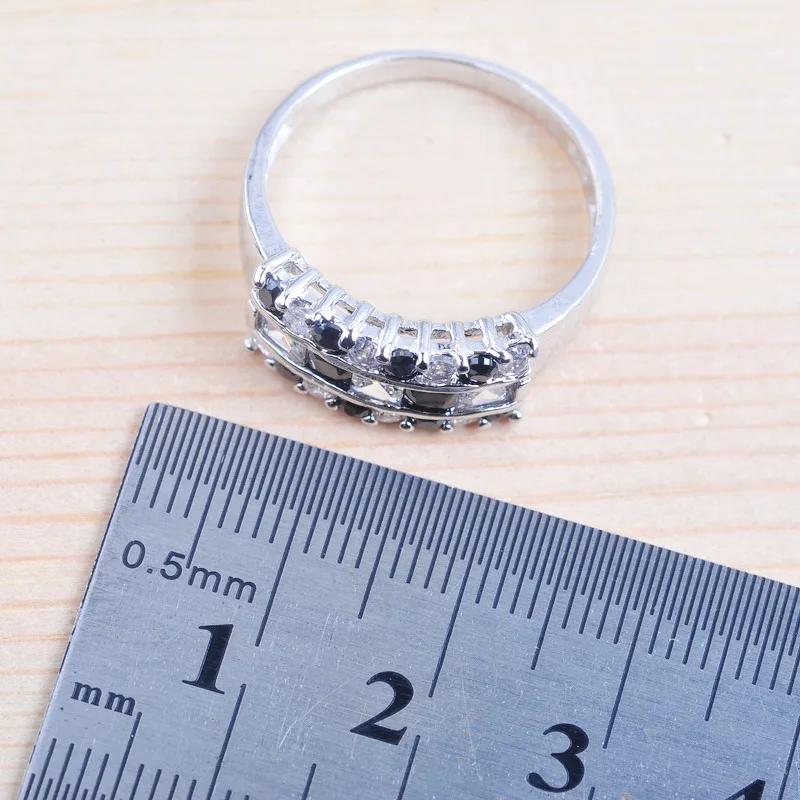 Завораживающий черный камень кубического циркония женские Посеребренные