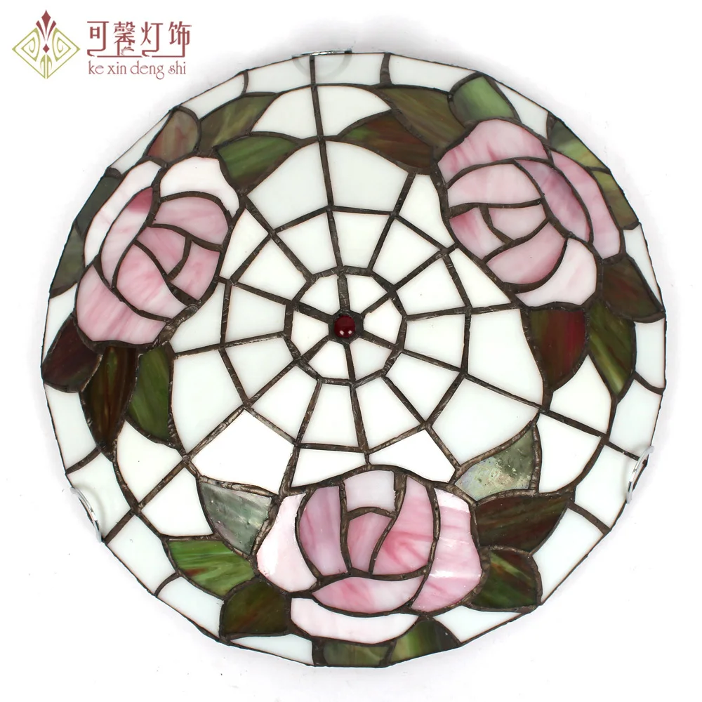

European garden balcony corridor aisle hall led round ceiling lamps Tiffany stained glass lamp entrance