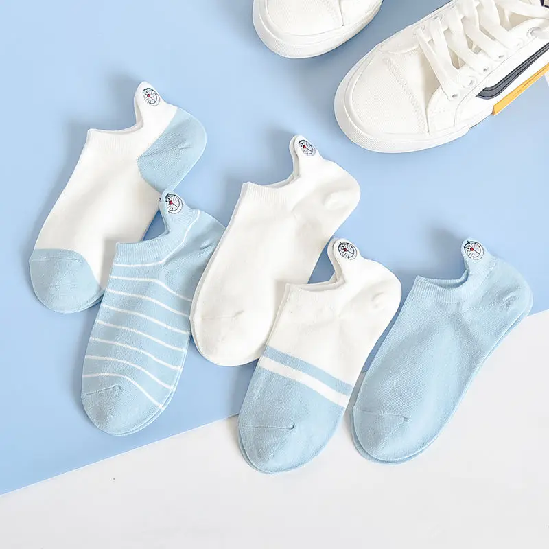 Носки Doraemon женские с мультяшным рисунком хлопковые японские и корейские для