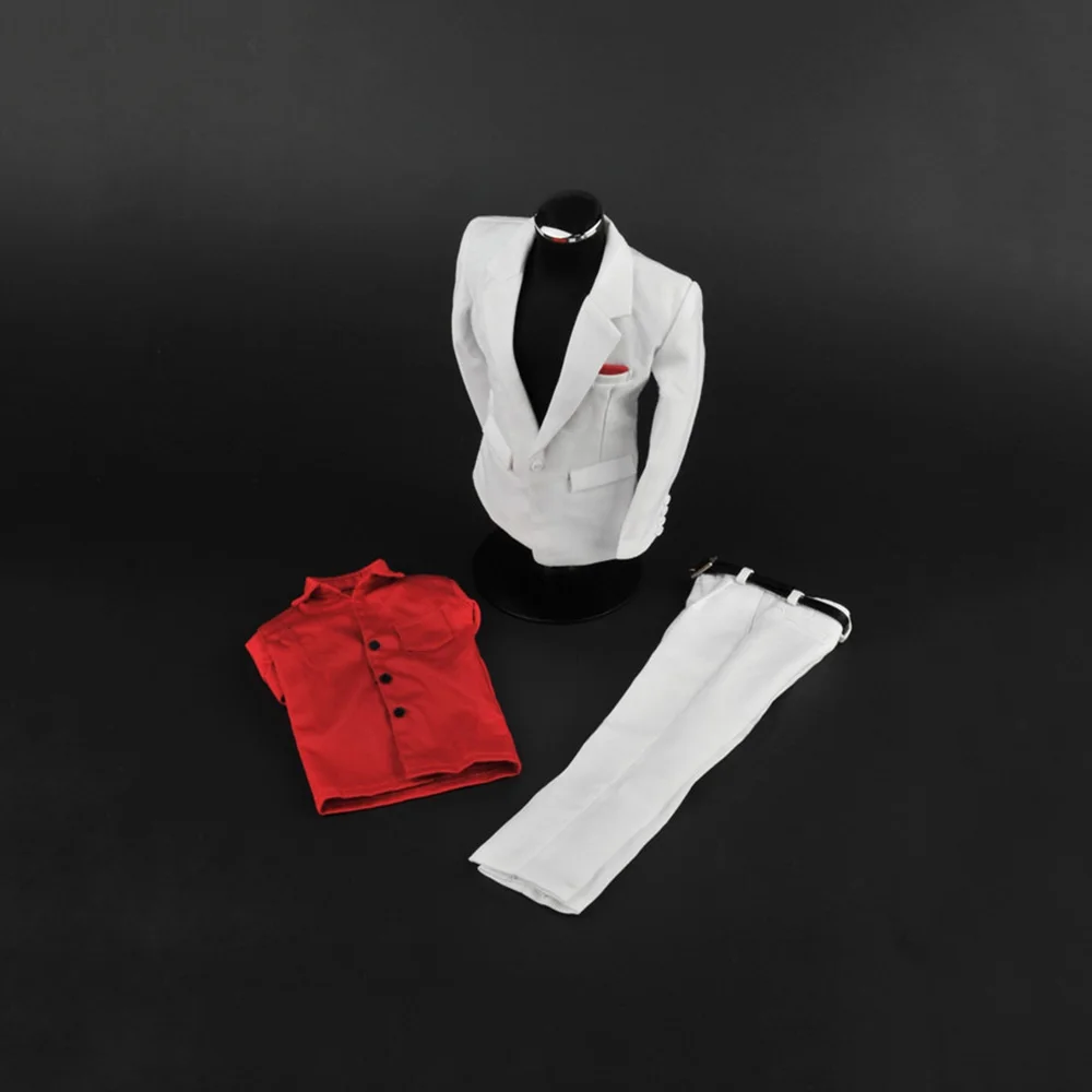 

1/6 Scale Male Soldier Suit Clothes ZY5006 Red Shirt With White Suit Pants Set For 12in Action Figure Toys Collection