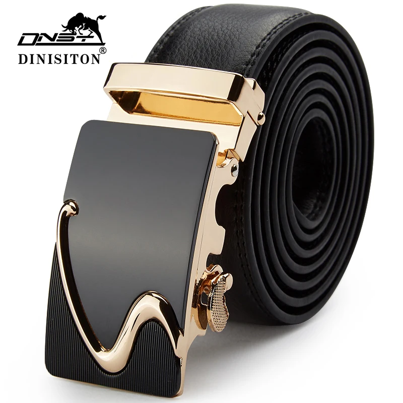 DINISITON High Quality Men Genuine Leather Belt For Mens Automatic Buckle Belts Fashion Designer Luxury Brand Male Waistband