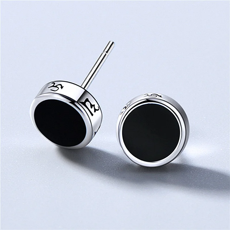 Модные черные серьги гвоздики буддизма для мужчин ювелирные изделия из чистого