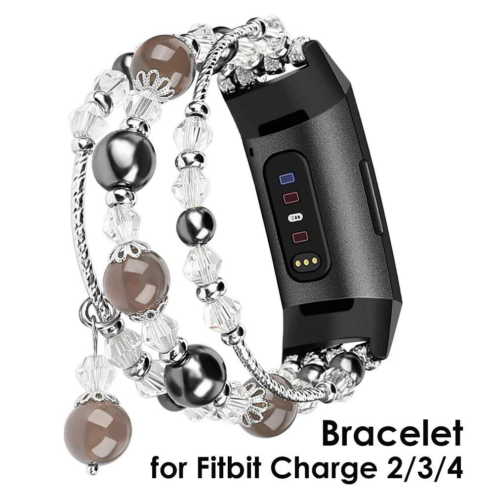 Роскошный браслет из агата для Fitbit Charge 3 и 4 2 женщин украшение эластичный ремешок