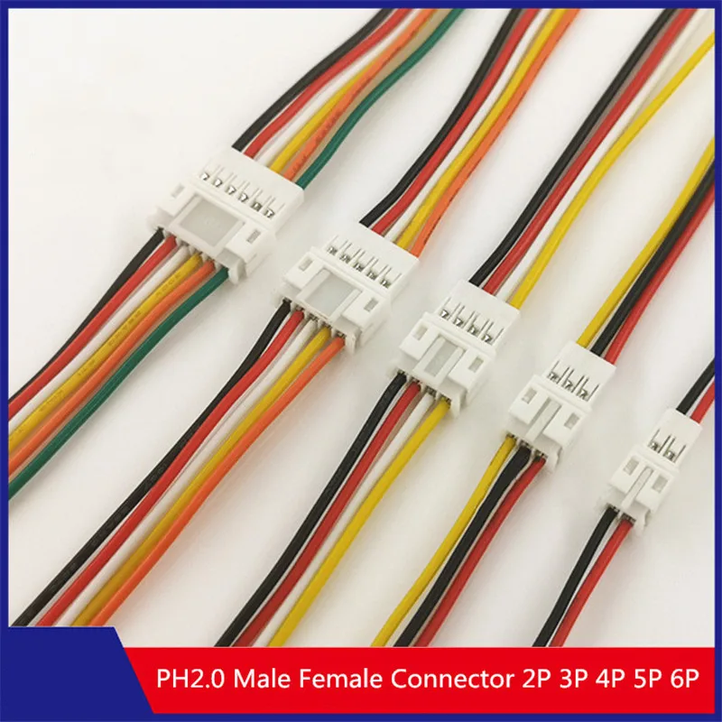 2 комплекта Micro PH2 JST PH2.0 2P 3P 4P 5P 6-контактный Штекерный разъем с проводными кабелями 200 мм 26AWG кабель литиевой батареи