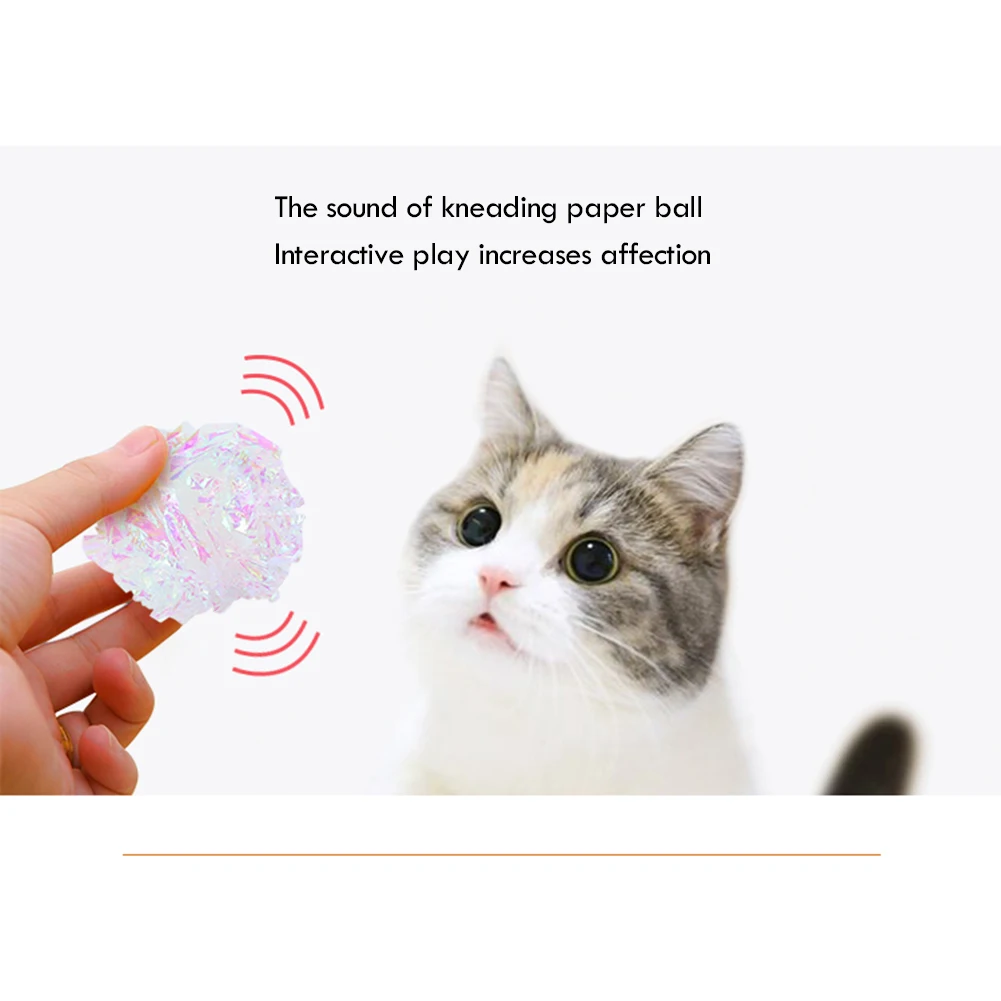 

5/10PCS Cat Colorful Crinkle Foil Balls Kitten Sound Paper Toy Cat Toy Mylar Balls