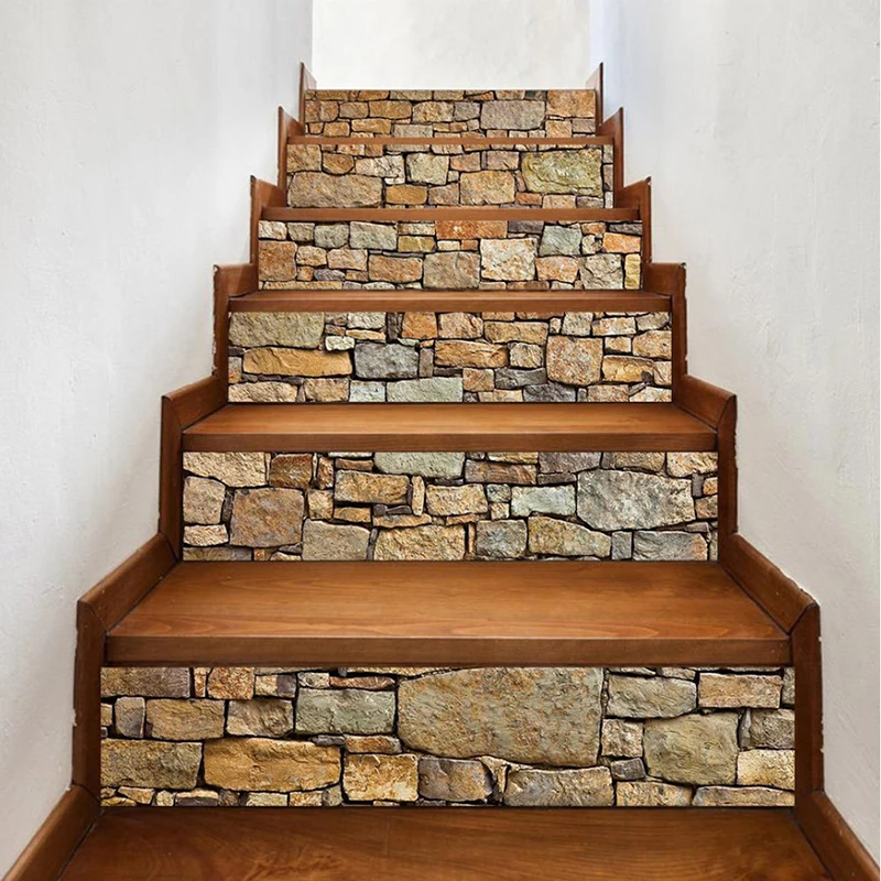 

6 шт./компл. 3D наклейки с рисунком кирпича и камня, лестницы, виниловые ПВХ наклейки, съемные водонепроницаемые клейкие домашние украшения дл...