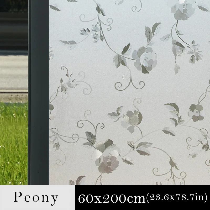 Peony 60x200cm DICOR 40/50/60*200 см тиснением Декоративная пленка Водонепроницаемый матовый оконная пленка для окна конфиденциальности статического цепляться Стекло наклейки - Цвет: Peony 60x200cm