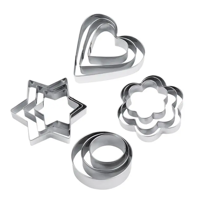 

12Pcs Stainless Steel Cookie Biscuit DIY Homemade Cookie Mold Star Heart Cutter Baking Mould Fondant Cake Cutter Decor Tool