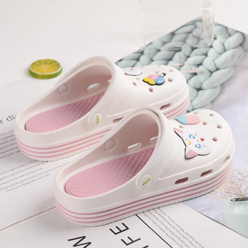 

Сандалии женские с закрытым носком, дышащие Нескользящие тапки для медсестер, пляжные шлепанцы на толстой подошве, для улицы, лето 2021