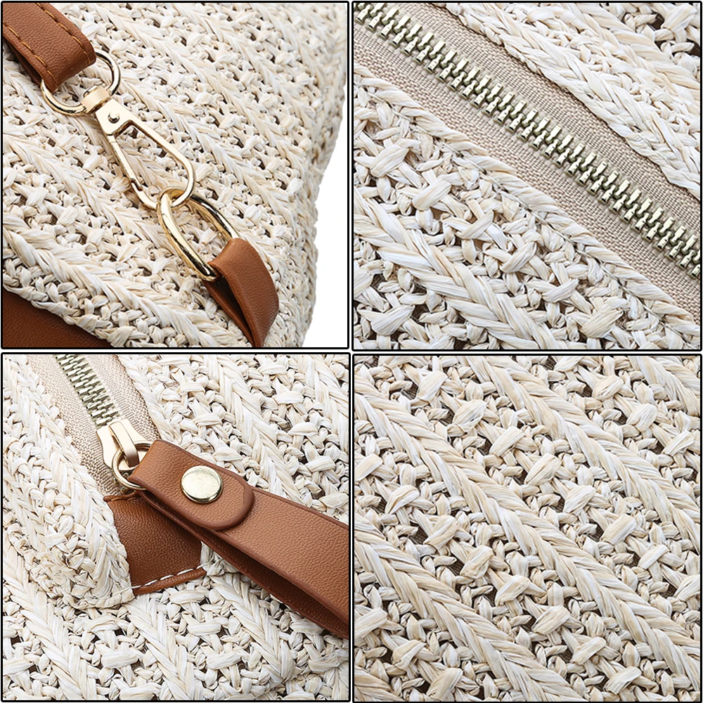 

Hot Women Straw Rattan Woven Travel Backpacks Girls Summer Beach Shoulder Schoolbags Rucksack Tote Purse