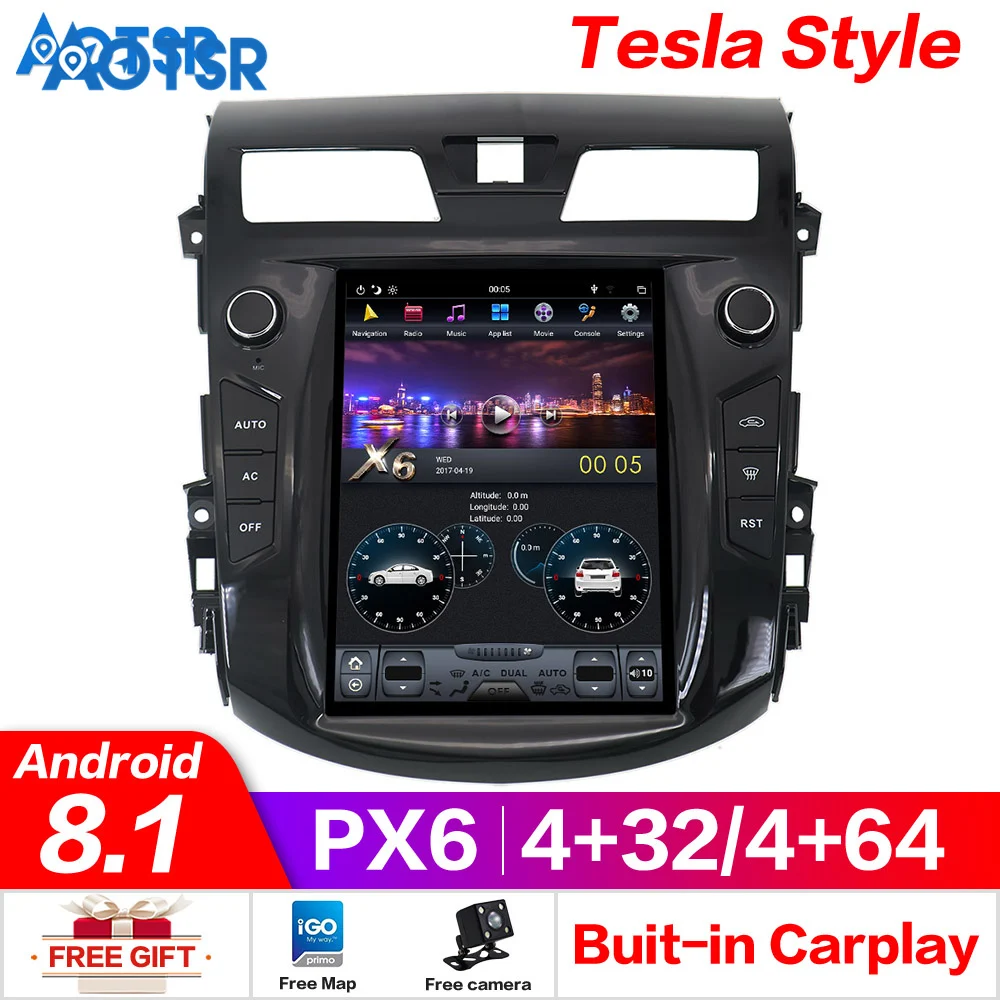 Автомобильный DVD плеер в стиле Tesla px6 Android 8 1 4 + 64 ГБ GPS навигация для NISSAN TEANA 2013