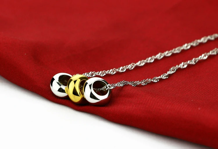 Ожерелье с подвеской из серебра 925 пробы круглыми бусинами модное женское