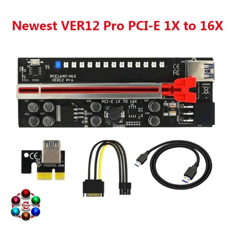 

Новинка PCI-E Pcie Riser 012 Pro Экспресс 1X до 16x расширитель PCI E USB 3,0 Райзер 012Pro графический процессор двойной 6-контактный адаптер карта SATA для майнер...