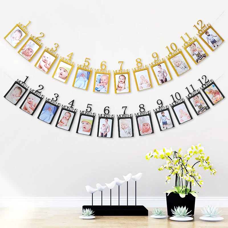 Гирлянда из бумаги для фотографий на первый день рождения 12 месяцев | Дом и сад