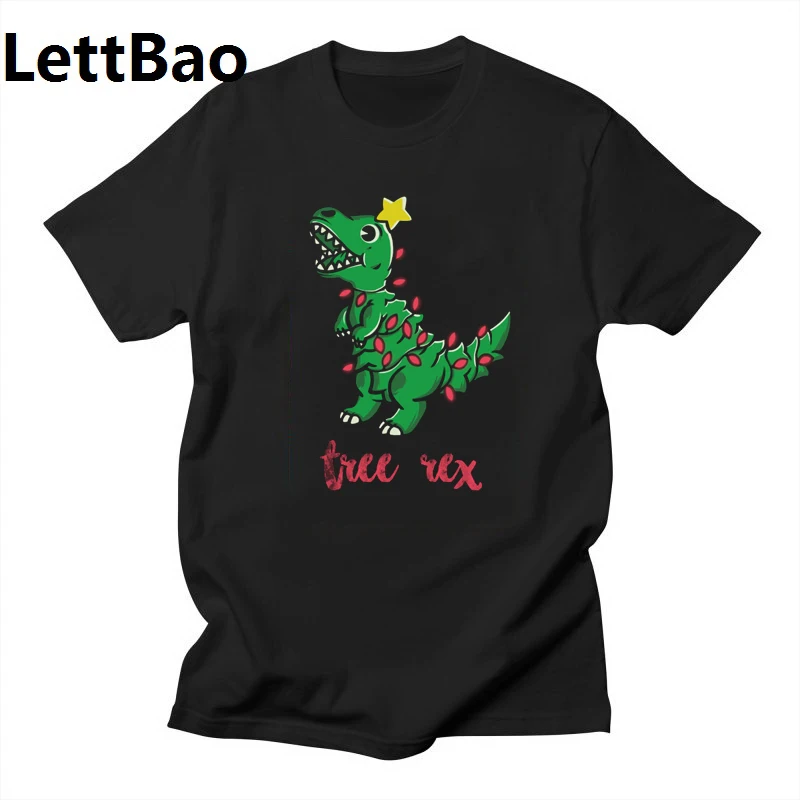 Дерево Рекс смешные футболки Для мужчин плюс Размеры черная футболка Летняя