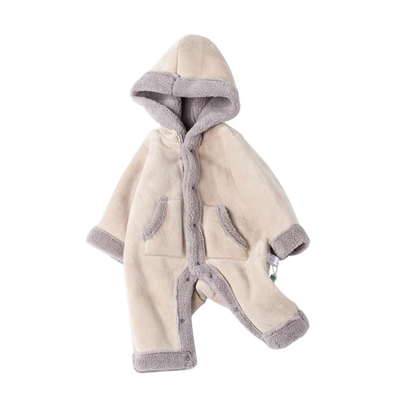 Детский зимний замшевый фланелевый комбинезон с длинными рукавами для малышей