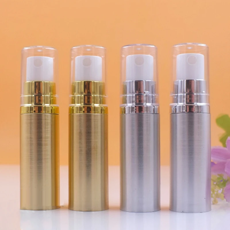 

10pcs Spray Bottle Vacuum Atomizer Airless Pump Bottles Mist Sprayer Toner Cosmetic Packing Gold Silver Neck White Nozzle 5ml