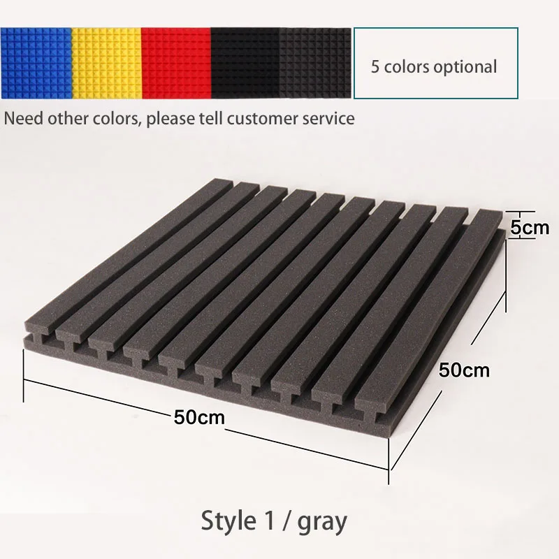 Style 1- gray Высокое качество 50x50 см панель звукоизоляция наклейки на стену Губка Пена Звукопоглощающая шум Губка Пена звукозаписывающая Звукопоглощающая - Цвет: Style 1- gray