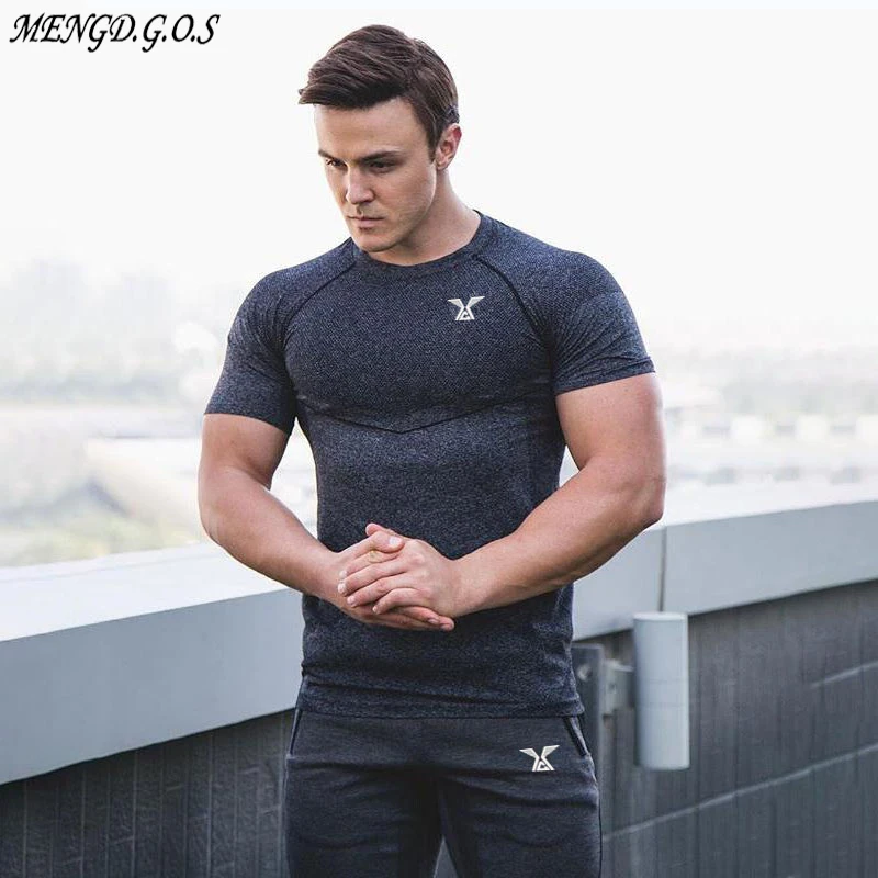 Мужская спортивная футболка для фитнеса Повседневная с коротким рукавом