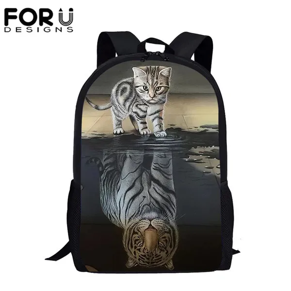 HME1238C FORUDESIGNS/Забавный 3D Кот отражение Тигр Печать Детские школьные сумки рюкзак для девочек мальчиков Большой Студенческий рюкзак школьные сумки - Цвет: HME1238C
