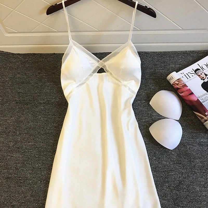 Гламурная Домашняя одежда сексуальная белая ночная рубашка для женщин с