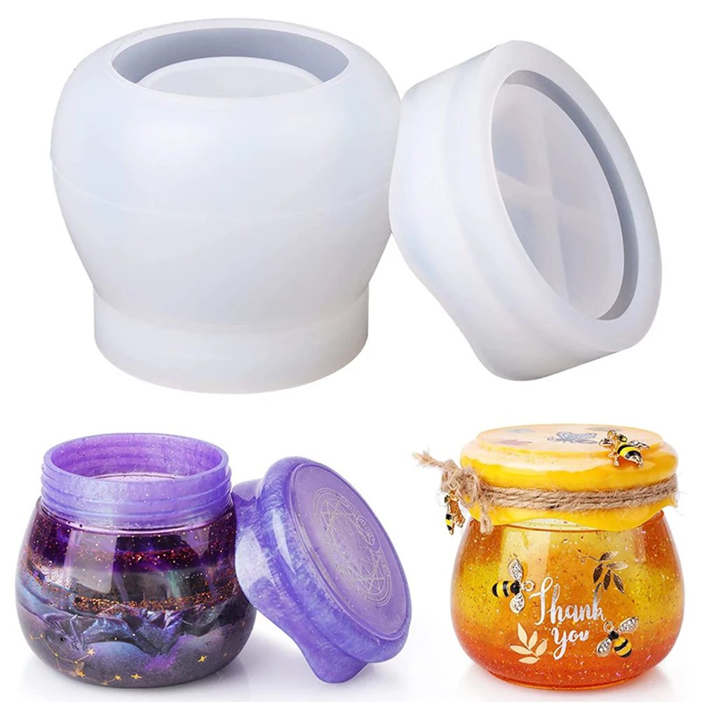 

Silicone Jar With Lid Durable Reusable Casting Pudding Mold Jewelry Storage Box Candle Flower Holder For Crafts DIY Home Decor