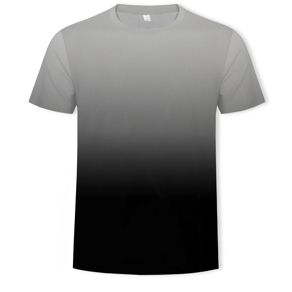 

2021 Hot Summer 3D Gray Gradient Pure Color Blue Yellow Red Men's Short Sleeve T-shirt Fashion Casual Running Fitness Top