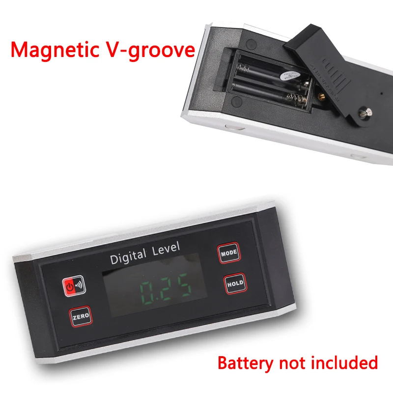 IP65 водонепроницаемый цифровой транспортир Инклинометр V-Groove 0 ~ 360 градусов