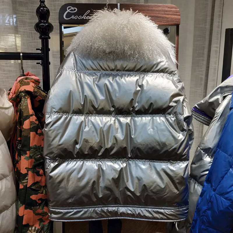 Зимняя женская пуховая куртка 2019 на белом утином пуху женское Свободное пальто с