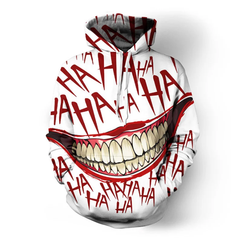 

Individual color 3D printed digital hoodies fashion pullovers for men and women The joker poker boys girls
