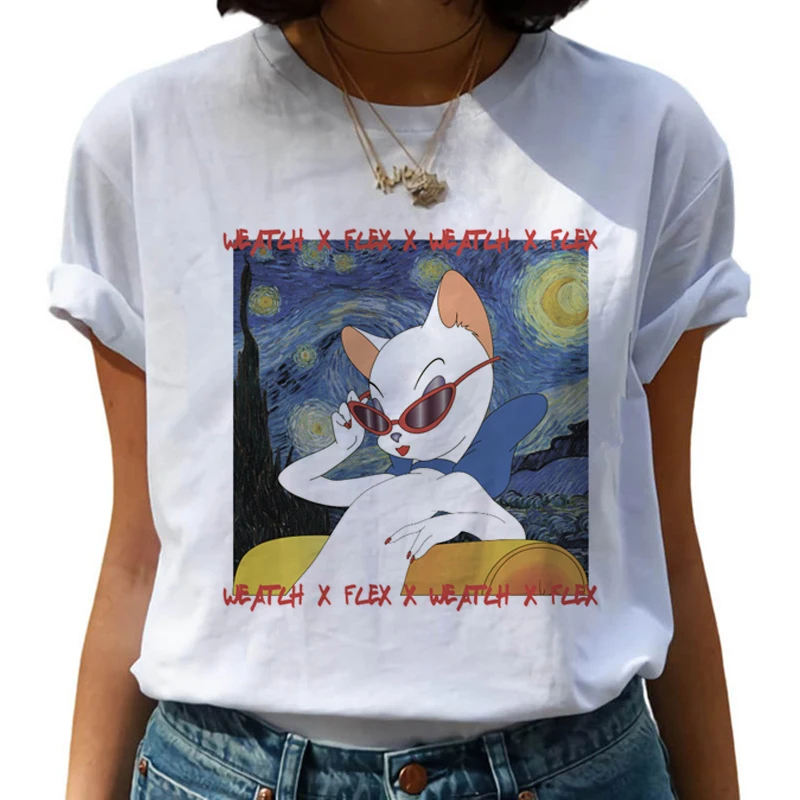 Van Gogh Рисование маслом Harajuku футболки женские Van Goghing Van Gone Забавные футболки 90s футболка с изображением модные футболки женские - Цвет: 8487