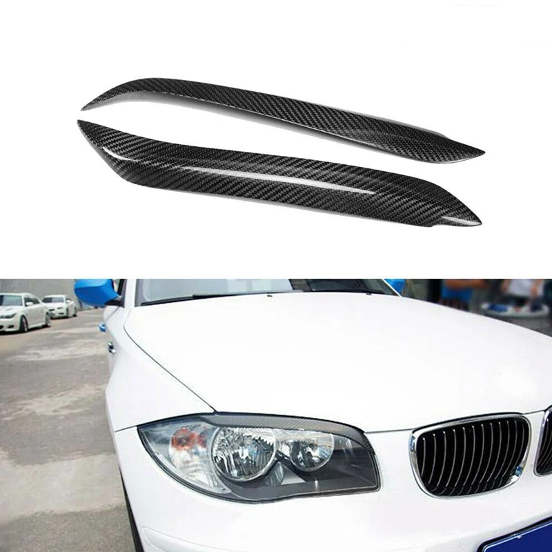 

Carbon Fiber Car Headlight Eyebrows Eyelids Cover for-BMW E81 E82 E87 E88