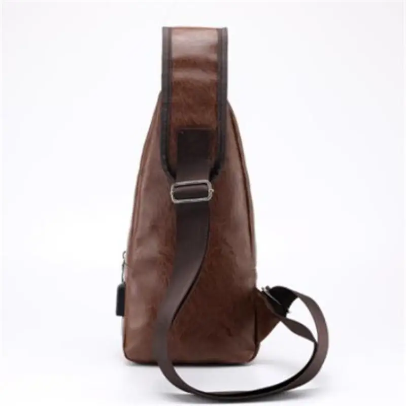 

BYCOBECY 2020 Men's Chest Bag Retro PU Leather Single Shoulder Bag Leisure Travel Messenger Bag Chest Pocket Cross Body Bag