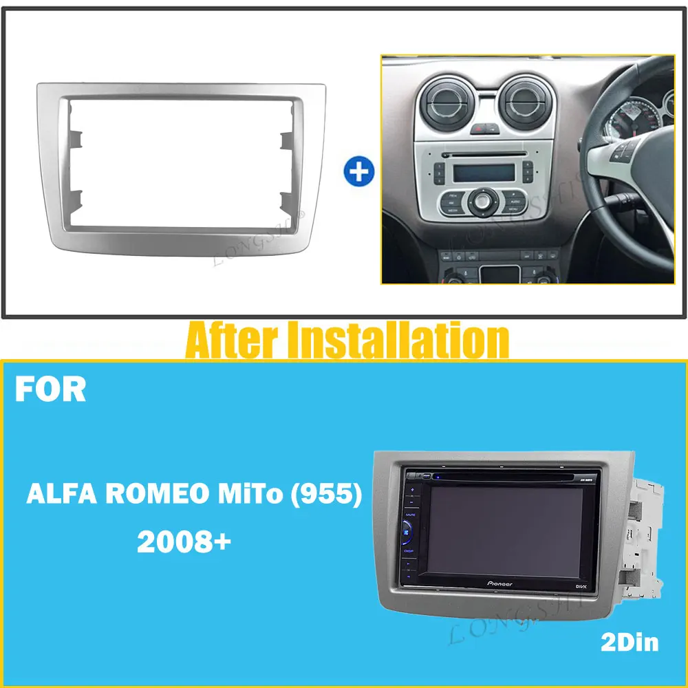 Double Din Fascia For ALFA ROMEO MITO Radio Refitting Install Frame DVD Stereo Panel Dash Mount Trim Kit Surroud Plate Bezel 2di