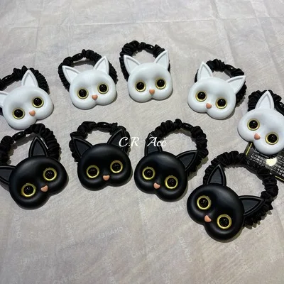 

2021 New Cute Resin Big Eyes Cat Hair Rope Hairband Rubber Band Headdress Accessories For Women Girls Childern