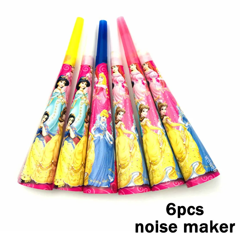 6pc Noise Maker 108 см* 180 см Ариэль/Белоснежка/Белль/Золушка/Жасмин/Аврора принцесса пластиковая скатерть для украшения дня рождения детей - Цвет: 6pc Noise Maker