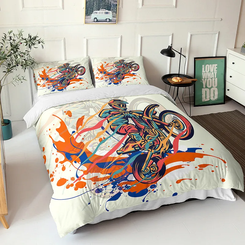 

Motorcycle series bedding quilt cover, two-piece and three-piece pillowcase