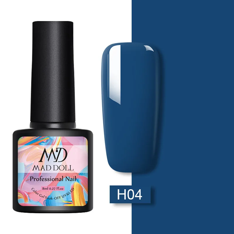 H04 MAD DOLL, 8 мл, Гель-лак для ногтей, красный, синий, фиолетовый, смешанные цвета, отмачивается от УФ-лака, долговечный гель для дизайна ногтей - Цвет: H04