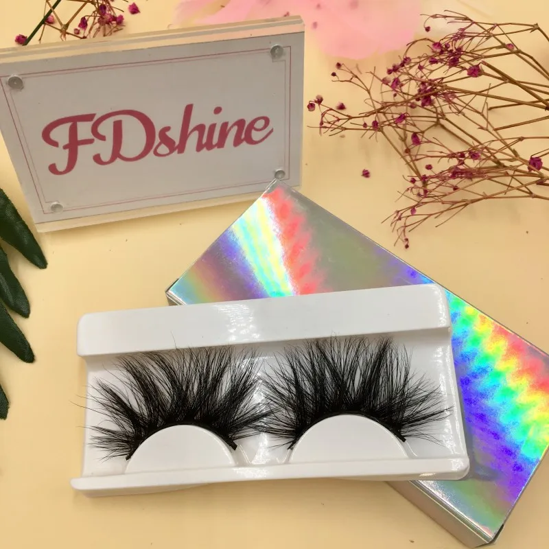 FDshine 6 пар/лот 27 мм ресницы с голографической упаковкой ресниц настоящие норковые