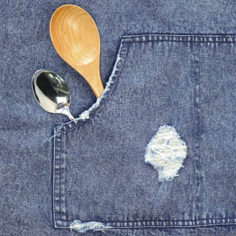 Модный Индивидуальный рваный джинсовый Рабочий Фартук для женщин мужчин