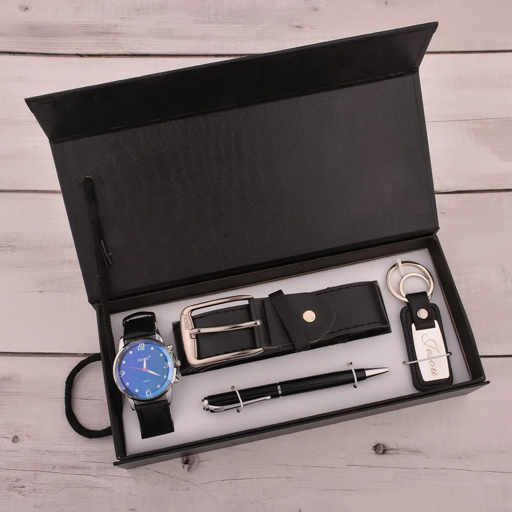

Men's gift set beautifully packaged watch + pen set foreign trade hot sale belt + key chain creative combination