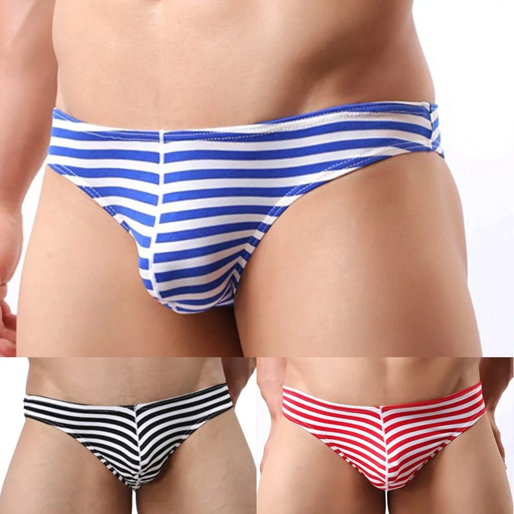 

Mens Underwear Comfortable Briefs Sexy Breathable Low Waist Striped Underwear Breathable Pants Men's Taste G-Strings & Thongs