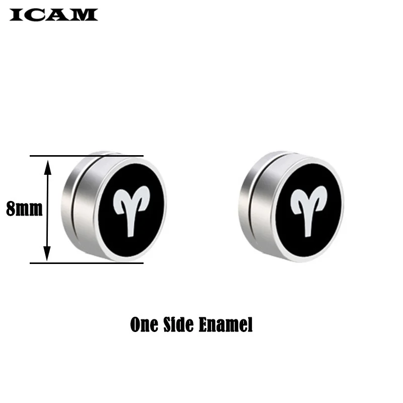 Серьги клипсы ICAM в стиле панк круглые магнитные заглушки из нержавеющей стали
