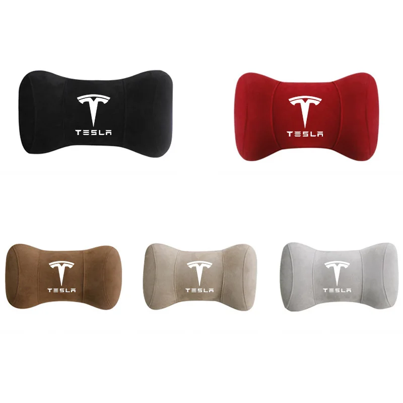 

1PC Car Head Pillow Neck Support for Tesla Model 3 Model Y Model S Model X Styling Seat Headrest Care Soft Suede Car Accessories