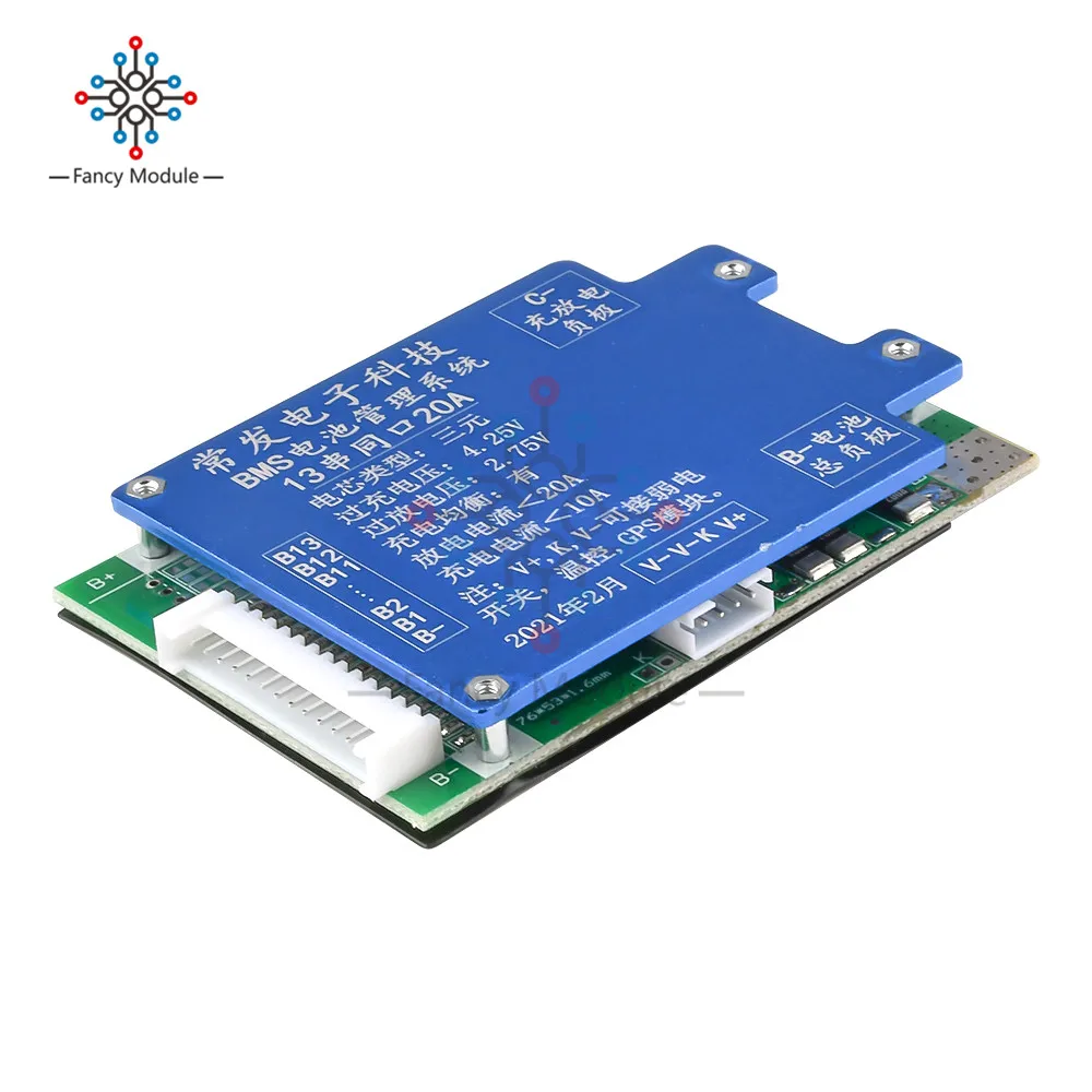 Защитная плата BMS 13S 48 В 20 А/40 А для литиевой батареи балансировочная PCB общий порт