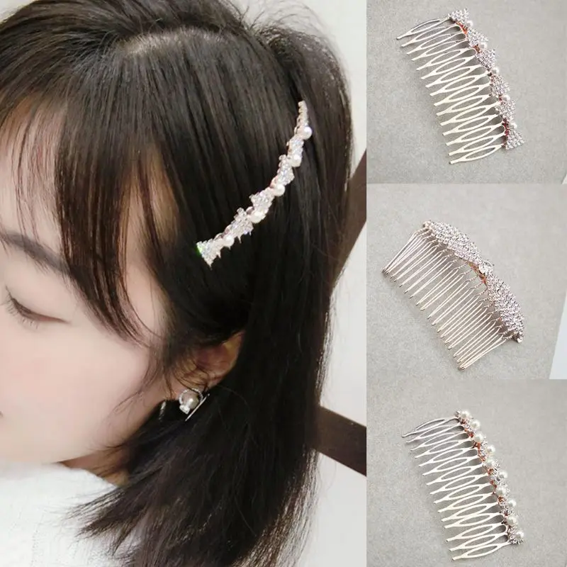 

Wedding Bridal Boutique Barrette Palace Full Jewelry Rhinestone Faux Pearl Hair Comb Bowknot Geometric Ponytail Holder Hairpin