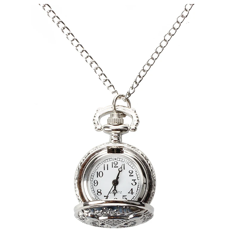 

Quartz Pendant Pocket Watch Chain Alloy Silver Arabic Numeral Owl