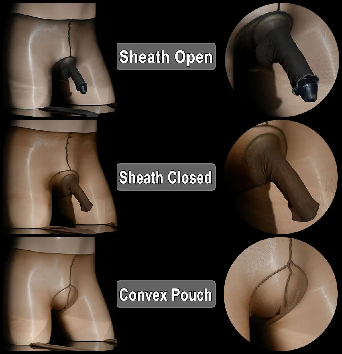 Metelam Men's 1D Ultra-thin Oil Shine Widen Crotch Man-Sheath Penis Sleeve JJ Open Pantyhose Sheer Glossy Tights Underwear