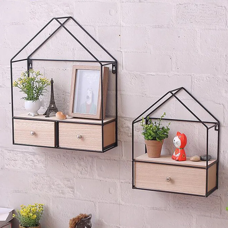 Креативный DIY треугольный ящик для дома шкаф хранения железная твердая древесина